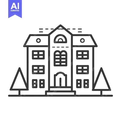 Aset premium populer: Simple line art illustration of a large residential building