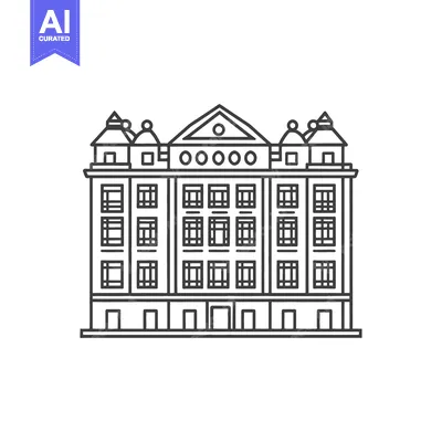 Aset desain premium: A simple linear drawing of a multi story building facade