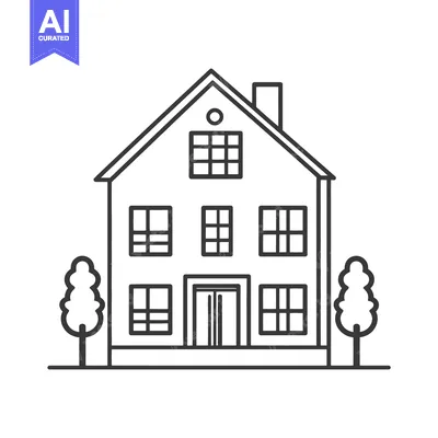 Premium design asset: A simple and detailed black and white illustration of a house