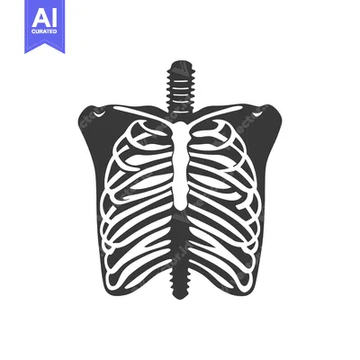 Aset premium populer: A Monochrome Artistic Illustration Of The Human Thoracic Skeleton