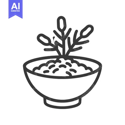 Popular premium asset: Simple monochrome drawing of a potted plant in a bowl