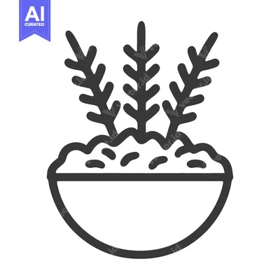 Aset desain premium: A simple line drawing of a plant in a bowl