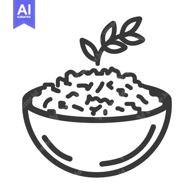 Premium design asset: A bowl of grain topped with sprig of green leaves
