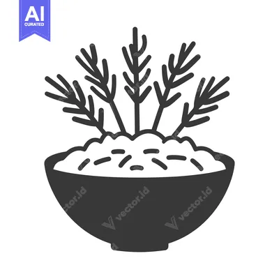 A simple illustration showing a bowl with some sprouting plants