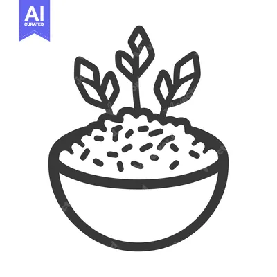 Aset premium populer: A stylized black and white bowl containing several leafy plants