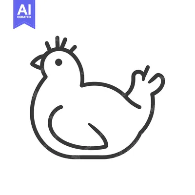 Popular premium asset: Simple black and white outline of a cartoon chicken image