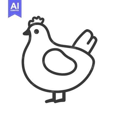 Popular premium asset: A simple illustrated line drawing of a chicken standing