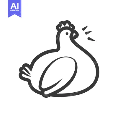 Aset premium populer: A simple line art illustration depicting a stylized chicken