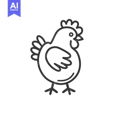 Aset desain premium: A Simple Illustration Depicting a Single Domestic Chicken