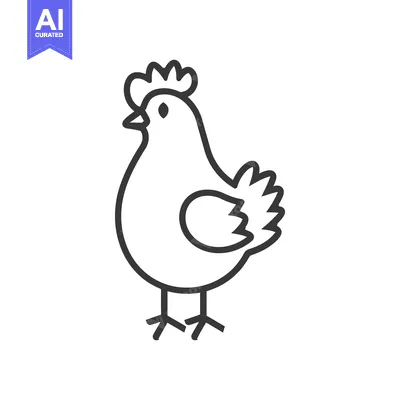 Aset desain premium: A simple illustration of a chicken standing on white background