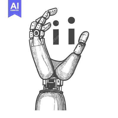 Aset desain premium: Robotic Hand Holding Information Symbol
