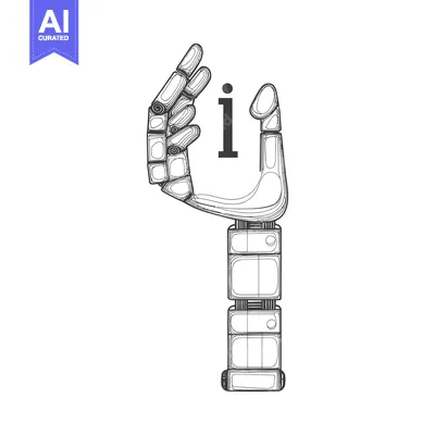 Aset premium populer: A Robotic Hand Forming a Circle with an "i" in the Center