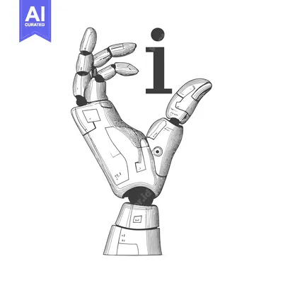 Premium design asset: Robotic Hand Forming the Letter "I" in Sign Language