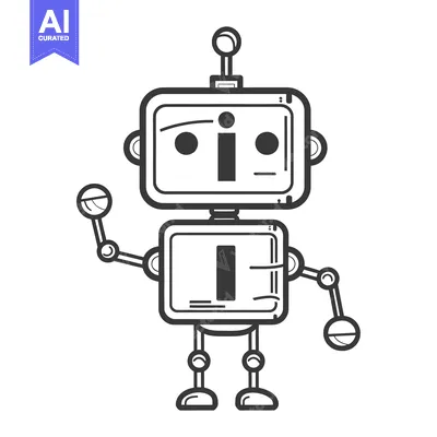 Aset desain premium: A Cartoon Robot with Antenna and Two Arms Waving