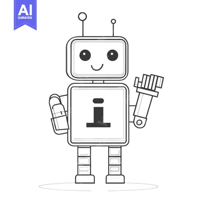 Aset premium populer: A Cute Cartoon Robot Holding an Information Icon