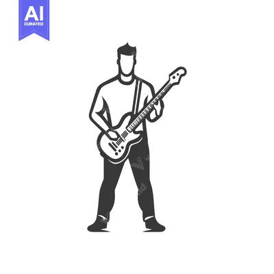Aset premium populer: Silhouette of a Person Playing an Electric Guitar