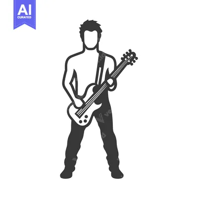 Aset premium populer: Silhouette of a Musician Playing an Electric Guitar