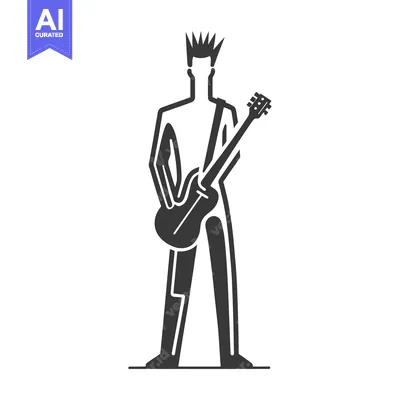 Aset desain premium: Silhouette of a Rock Star with a Guitar