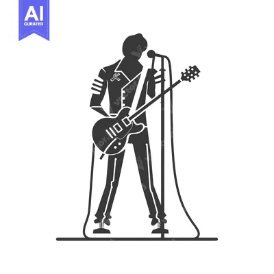 Aset premium populer: Silhouette of a Musician Singing and Playing Guitar on Stage