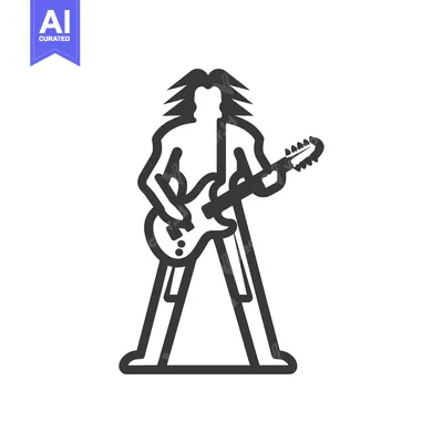 Aset premium populer: Line Drawing of a Person Playing an Electric Guitar