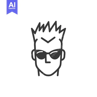 Aset desain premium: Line art illustration of a man wearing sunglasses
