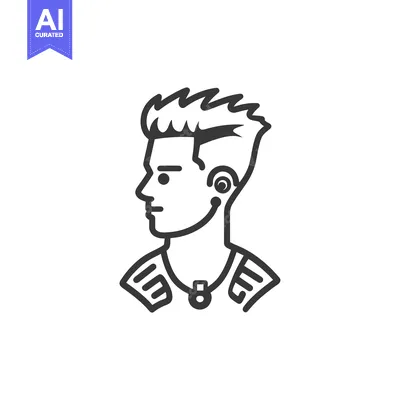 Aset premium populer: Line drawing of a man with spiky hair and a necklace