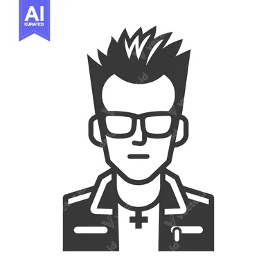 Popular premium asset: A black and white silhouette of a man wearing sunglasses and a jacket