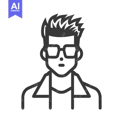Aset desain premium: Line Art Illustration of a Man Wearing Sunglasses