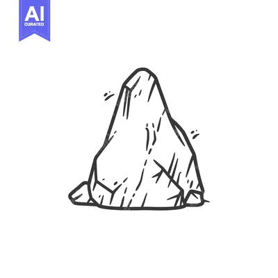 Aset desain premium: A simple black and white illustration of a rocky mountain