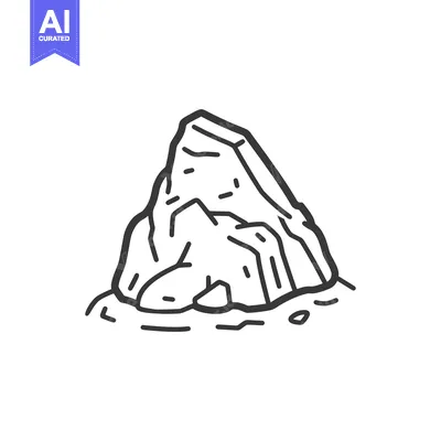 Aset desain premium: A simple illustration depicting a small rock formation on ground