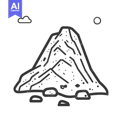 Aset premium populer: A black and white illustration of a mountain with its environment