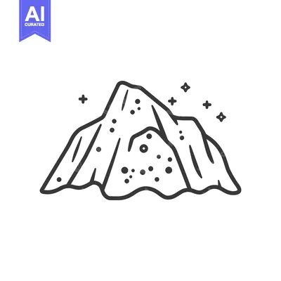 Aset premium populer: An illustration depicts a mountain with sparkling stars nearby