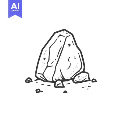 Aset premium populer: A single large rock with small stones scattered beneath it