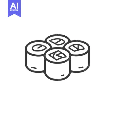 Aset desain premium: Four pieces of sushi arranged together on a white background