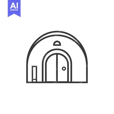 Aset desain premium: A simple vector illustration of an arched building structure