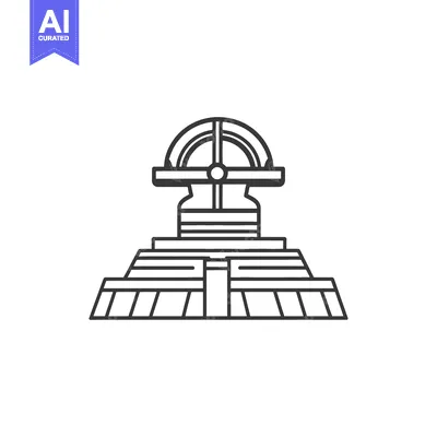 Premium design asset: A monochrome illustration of a tiered architectural structure