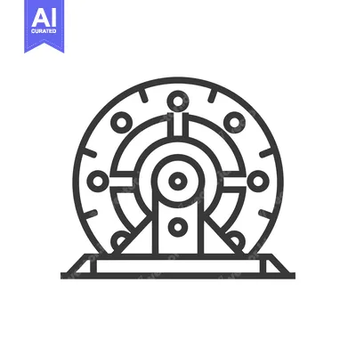 Aset premium populer: A simple black and white line drawing of a wheel machine