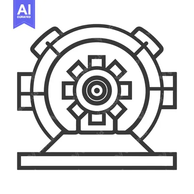 Aset desain premium: A black and white stylized depiction of an industrial machine