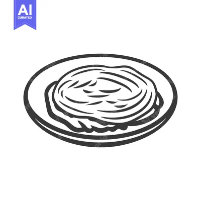 A Simple Line Drawing of a Plate with Food