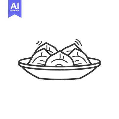 Popular premium asset: A drawing of a dish holding some dumplings presented