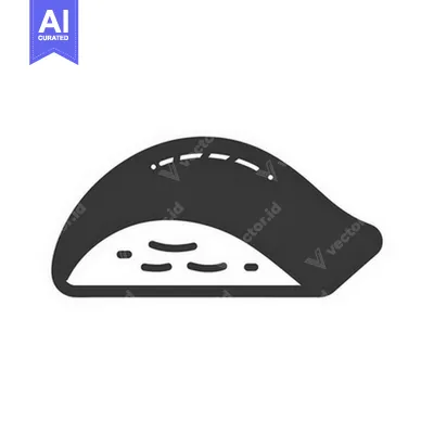 Premium design asset: An illustrated monochrome representation of a filled dumpling shape