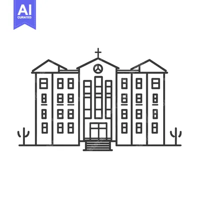 Premium design asset: A simple outlined illustration of a multi story building