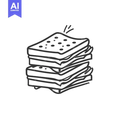 Aset desain premium: A simple line art depiction of a stacked sandwich creation