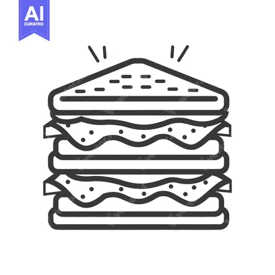 Premium design asset: A layered illustration featuring a triangular sandwich with three stac