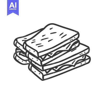 Aset premium populer: A simple line drawing depicting a stack of sandwiches