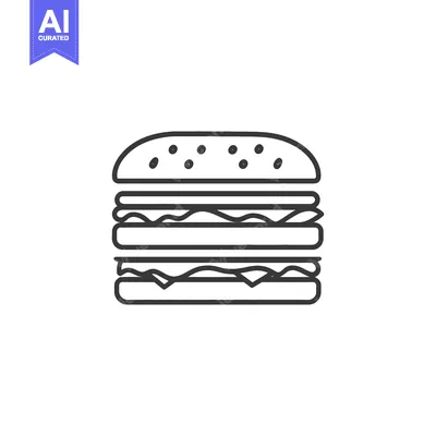 Popular premium asset: A minimalist line drawing of a stacked hamburger on white background