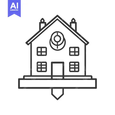 Aset desain premium: Simple black and white illustration of a two story house