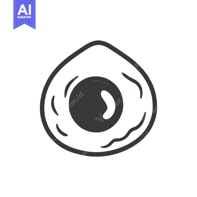 Aset premium populer: Simple black and white illustration of a single fried egg