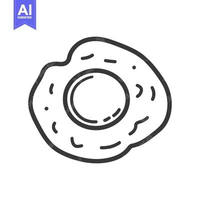 Aset premium populer: Simple black and white illustration of a fried egg