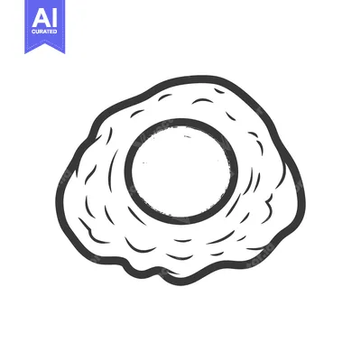 Popular premium asset: A black and white illustration of a fried egg on a white background